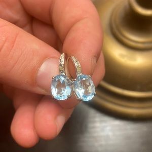 Mystery gem sterling silver hatchback earrings